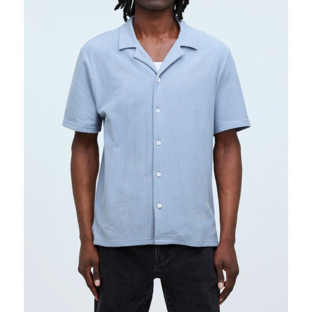 Madewell Men's Easy Short Sleeve Shirt Blue Sz LG  NO846